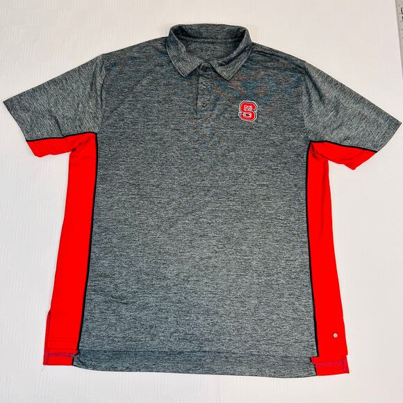 NC State Wolfpack Mens XL Polo ChiliWear Gray Red 100% Polyester - Picture 2 of 9
